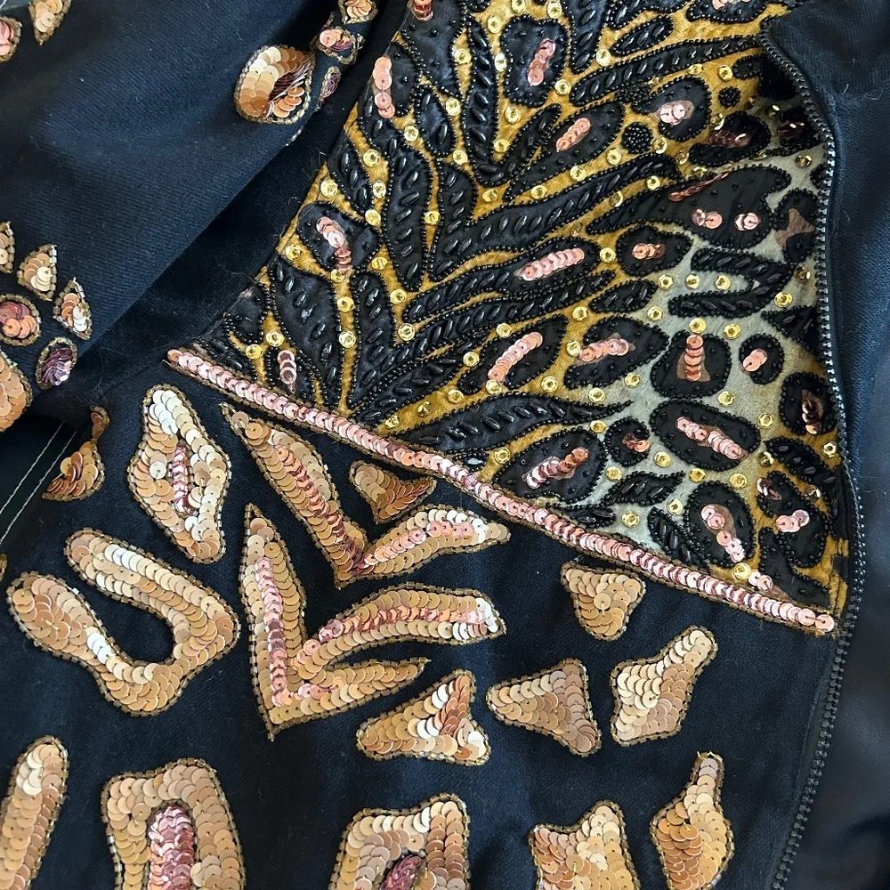 Vintage black Modi Denim gold sequin jacket - Picture 6 of 7